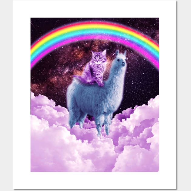 Rainbow Llama - Cat Llama Wall Art by Random Galaxy